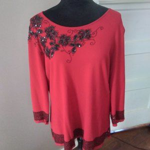 Jones New York Red & Black Sweater | Size 1X